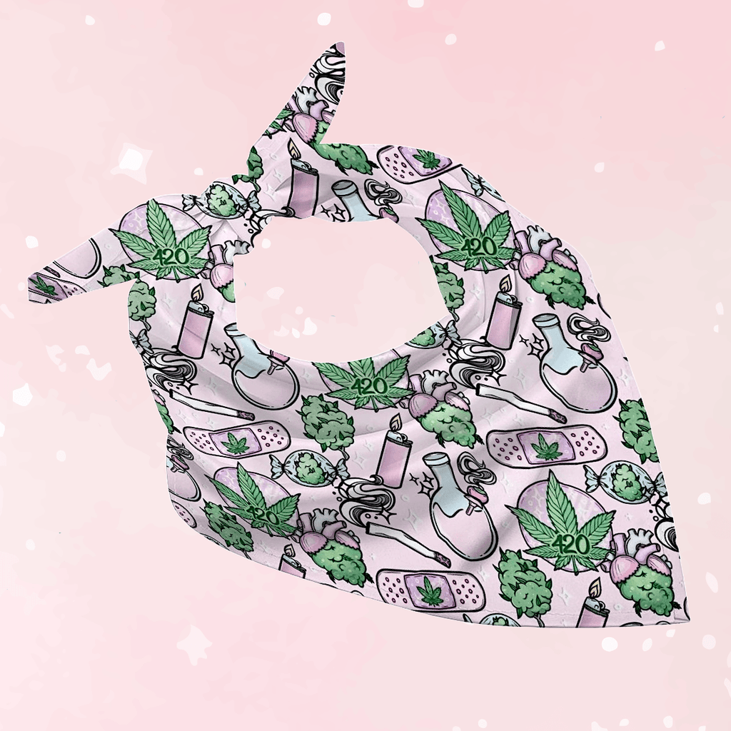 Pink Cannabis Bandana Bib - Puppy's Aesthetics