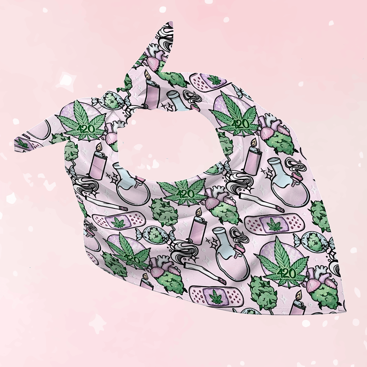 Pink Cannabis Bandana Bib - Puppy's Aesthetics
