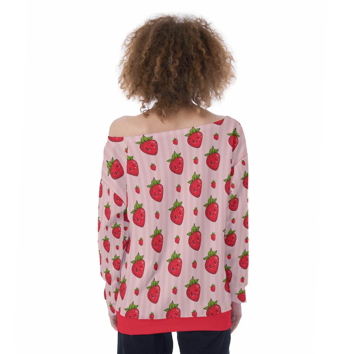 Berry Wink Off-Shoulder Sweatshirt - Puppy's Aesthetics