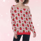 Berry Wink Off-Shoulder Sweatshirt - Puppy's Aesthetics