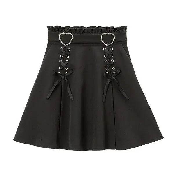 Gothic Heart High Waist Mini Bandage Skirt (Colors) - Puppy's Aesthetics