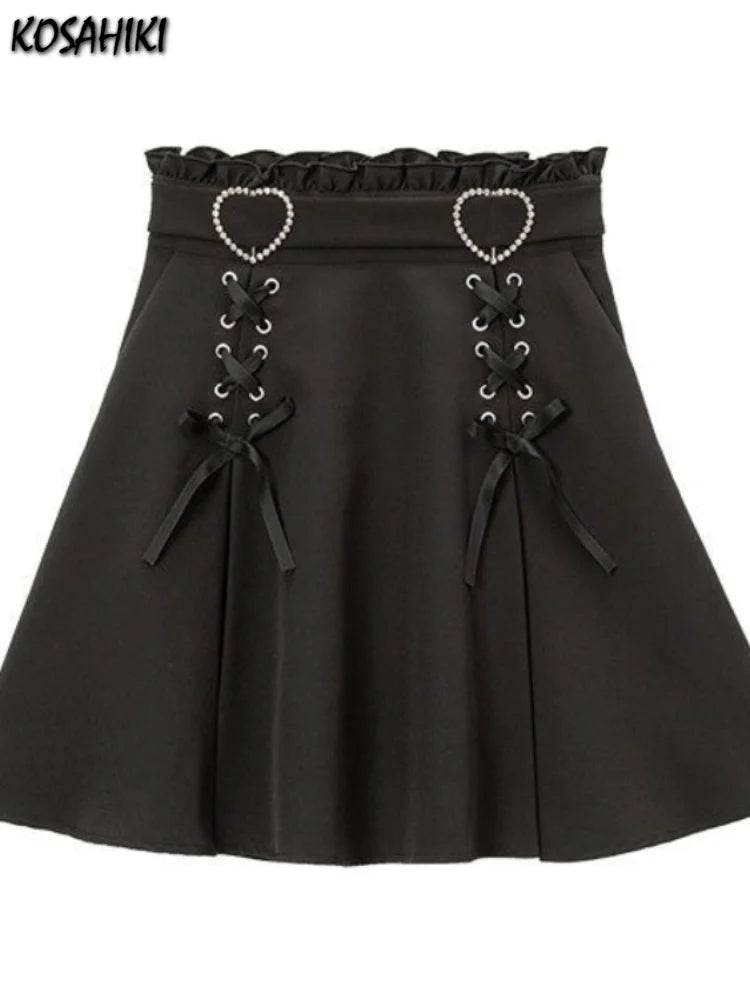 Gothic Heart High Waist Mini Bandage Skirt (Colors) - Puppy's Aesthetics