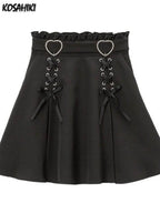 Gothic Heart High Waist Mini Bandage Skirt (Colors) - Puppy's Aesthetics
