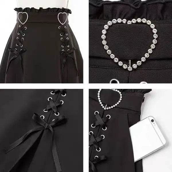 Gothic Heart High Waist Mini Bandage Skirt (Colors) - Puppy's Aesthetics