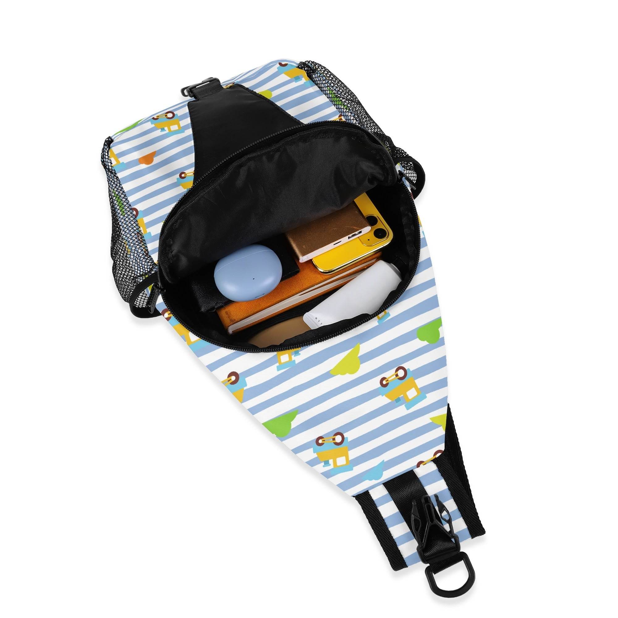 Choo-Choo Stripes Unisex Crossbody Bag - Puppy's Aesthetics
