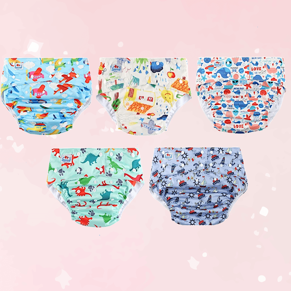 5Pcs Adorable Adult ABDL Cloth Diapers - Puppy's Aesthetics