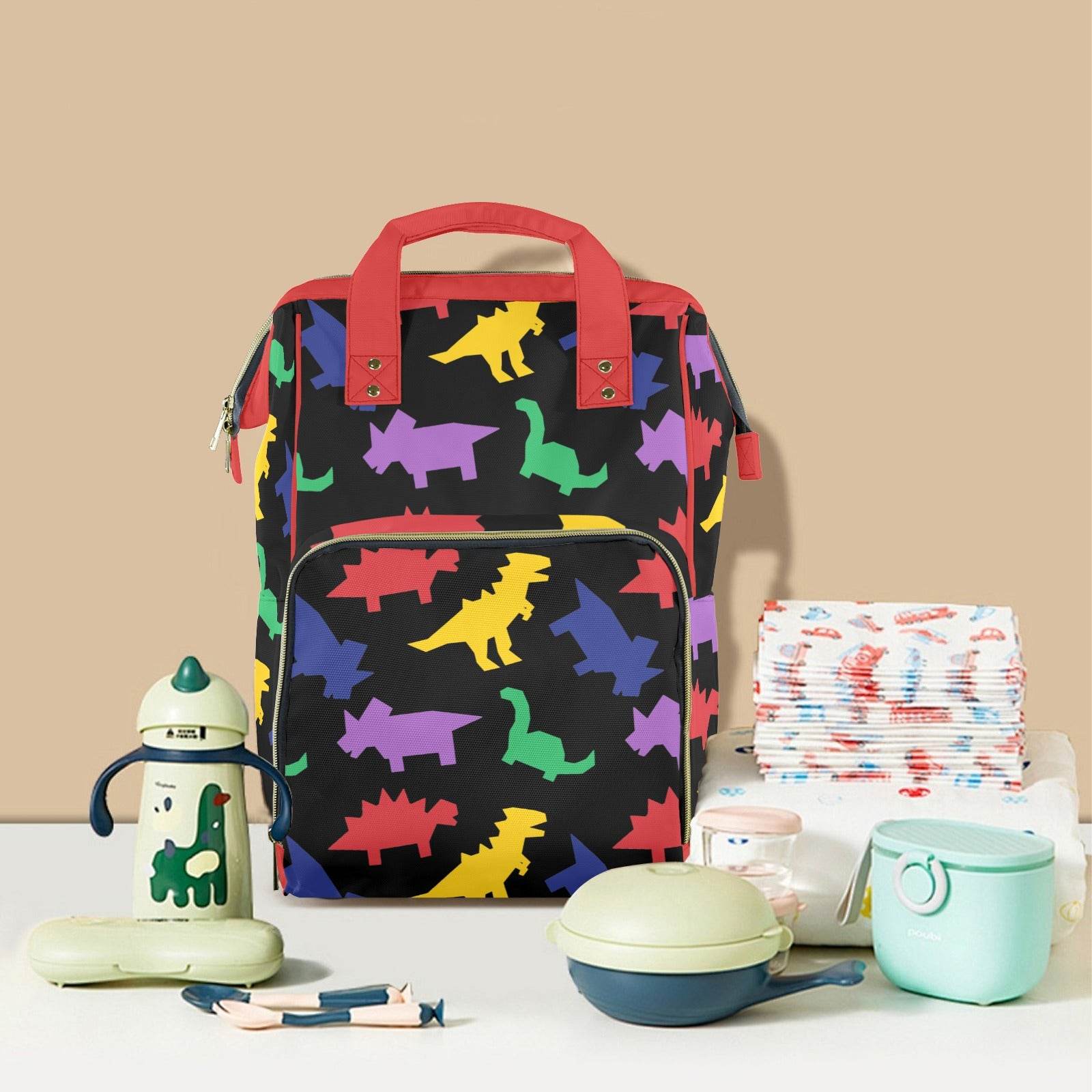 Colorful Dinos Large Diaper Bag - Puppy's Aesthetics