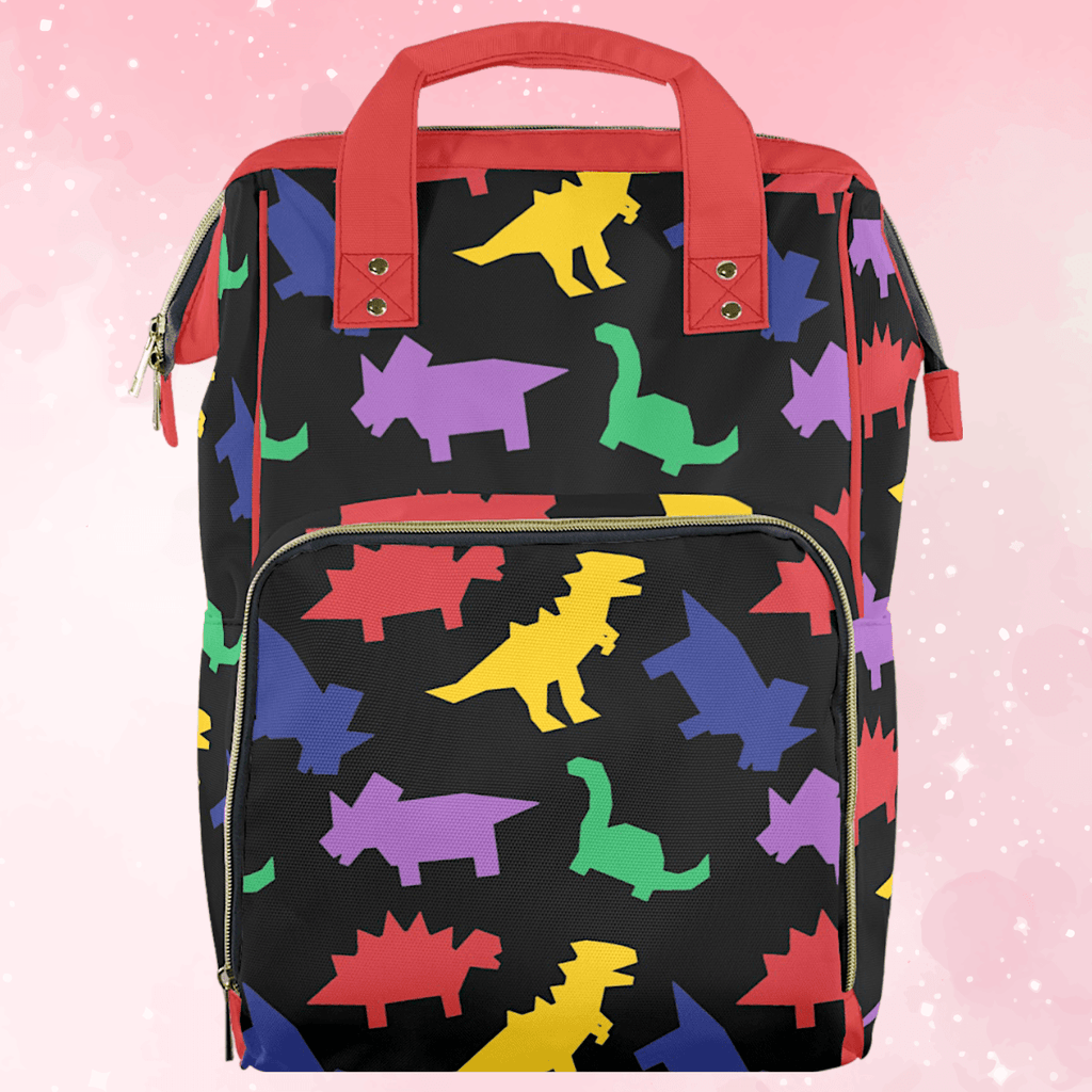 Colorful Dinos Large Diaper Bag - Puppy's Aesthetics