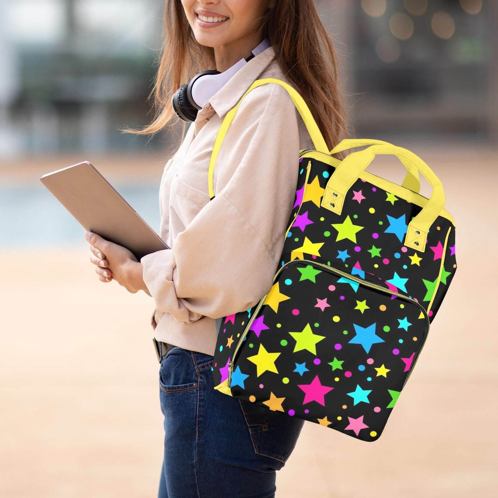 Neon Stars Large Diaper Bag - Puppy's Aesthetics