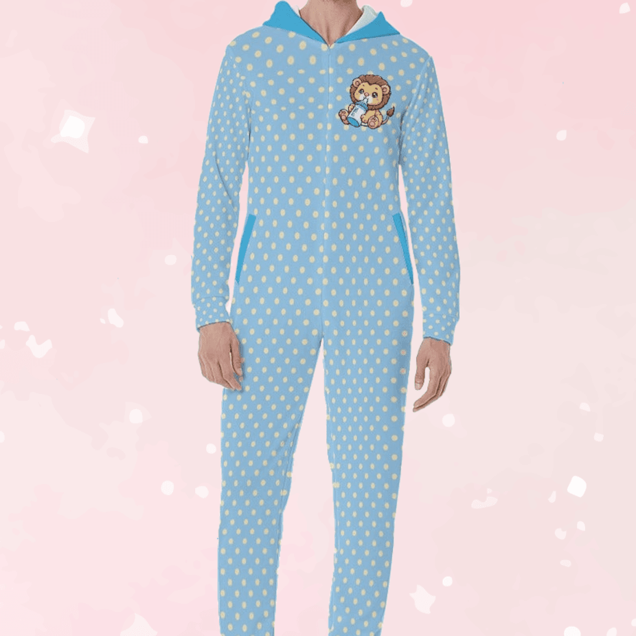Blue Baby Lion Hooded Pajamas - Puppy's Aesthetics