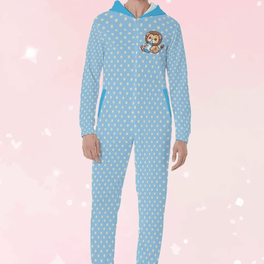 Blue Baby Lion Hooded Pajamas - Puppy's Aesthetics