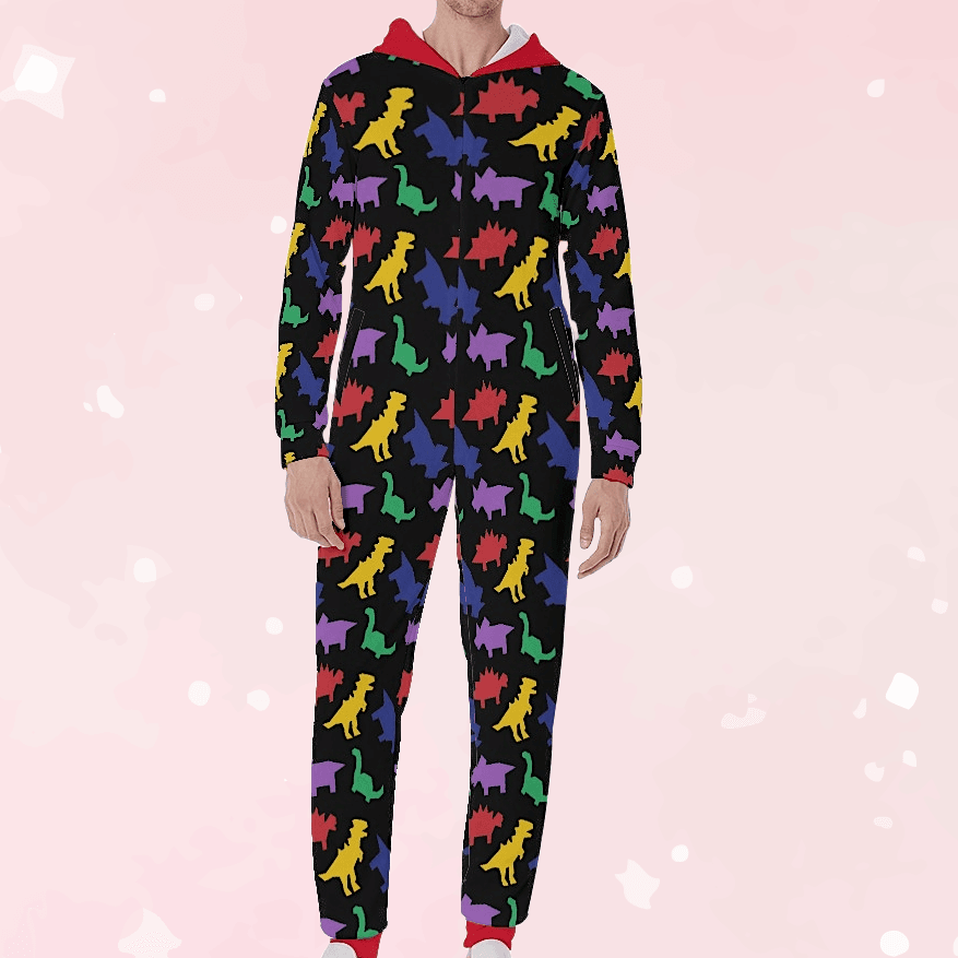 Colorful Lil Dinos Hooded Sleeper - Puppy's Aesthetics