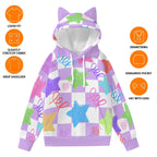 Doodle Purr Checkered Unisex Ears Hoodie - Puppy's Aesthetics