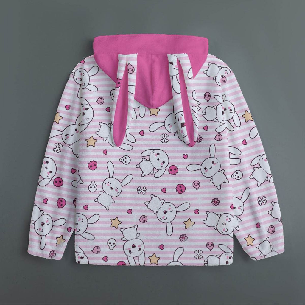 Hop 'n' Stripe Bunny Ears Unisex Hoodie - Puppy's Aesthetics