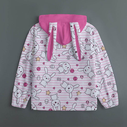 Hop 'n' Stripe Bunny Ears Unisex Hoodie - Puppy's Aesthetics