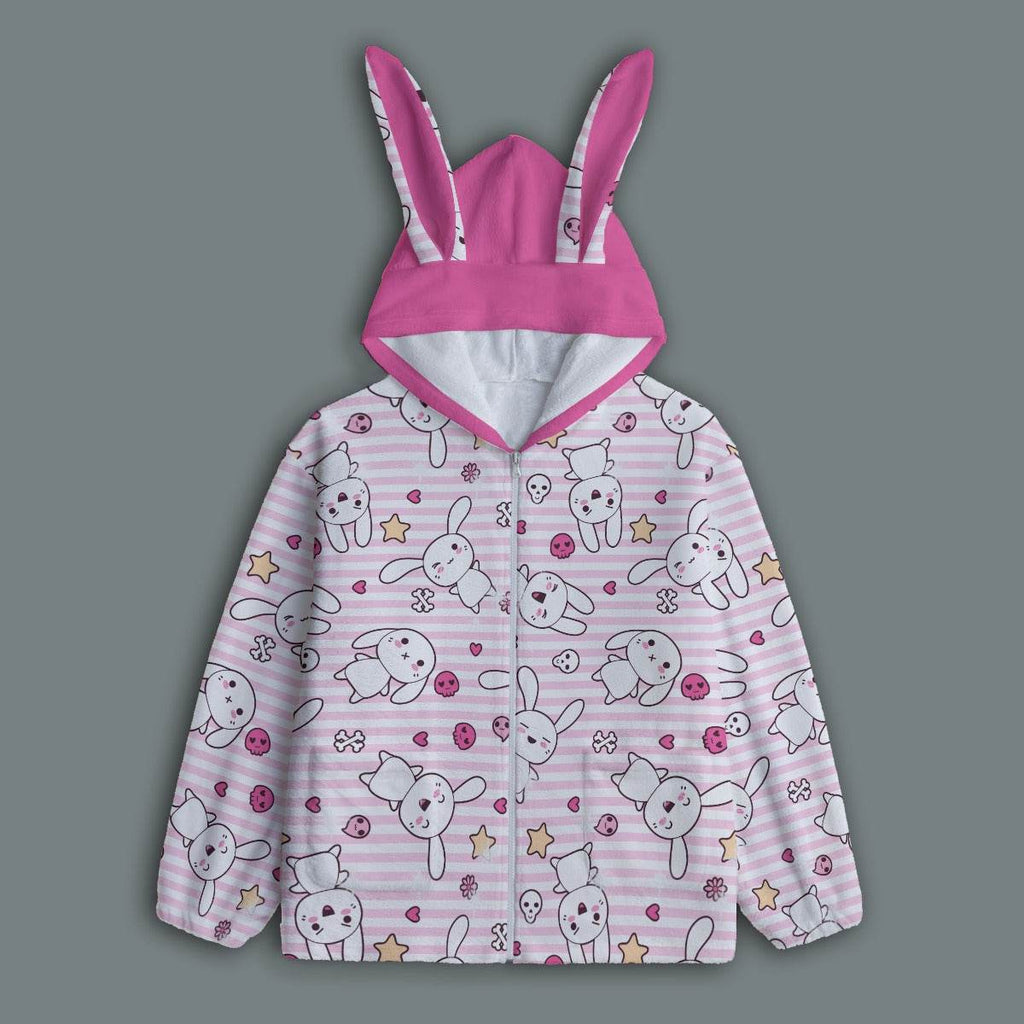 Hop 'n' Stripe Bunny Ears Unisex Hoodie - Puppy's Aesthetics