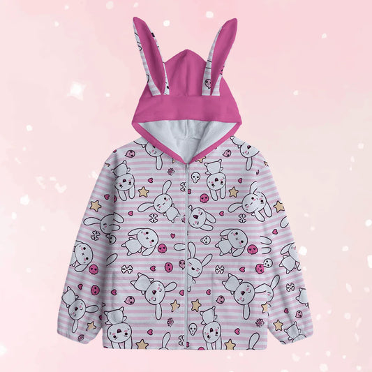Hop 'n' Stripe Bunny Ears Unisex Hoodie - Puppy's Aesthetics