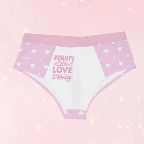 'Mommy's Little Love Bug' Pink White Briefs - Puppy's Aesthetics Clothing (Image 1)