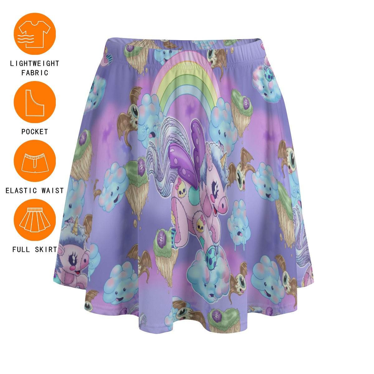 Pastel Dreamycorn Skater Skirt - Puppy's Aesthetics
