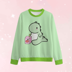 Sippin Saurus Plushie Unisex Sweater - Puppy's Aesthetics