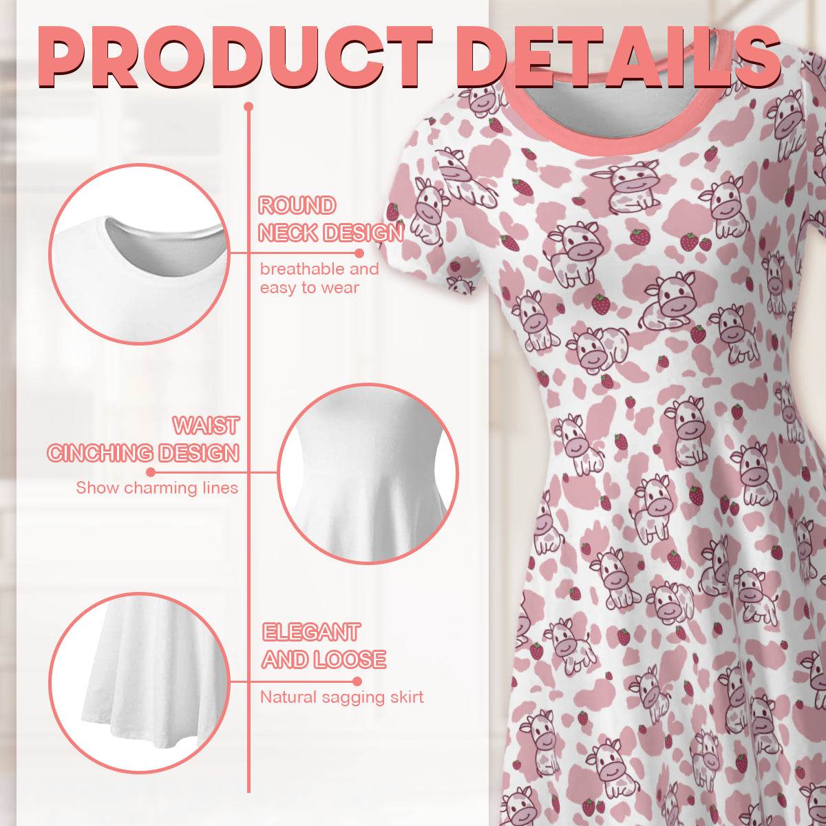 Strawbaby Cow Little Dress - Puppy's Aesthetics