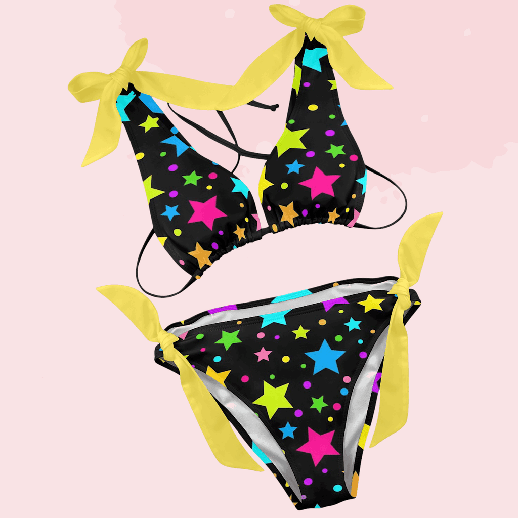 Neon Stars Ruffle Bikini - Puppy's Aesthetics