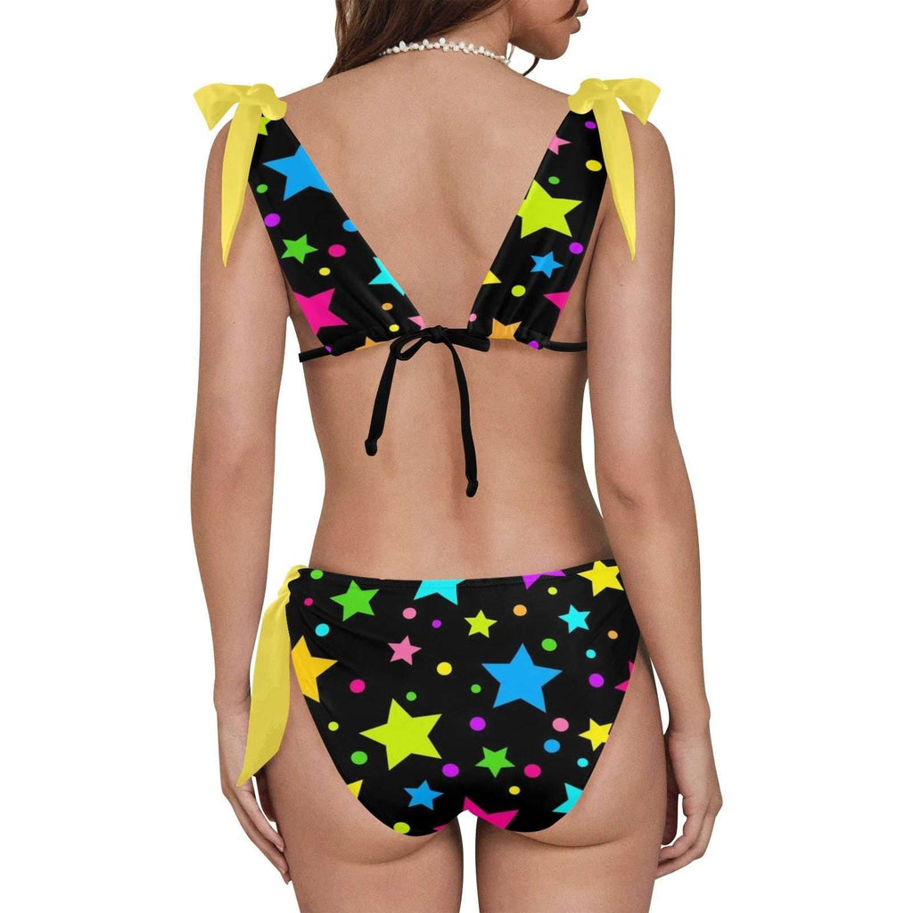 Neon Stars Ruffle Bikini - Puppy's Aesthetics