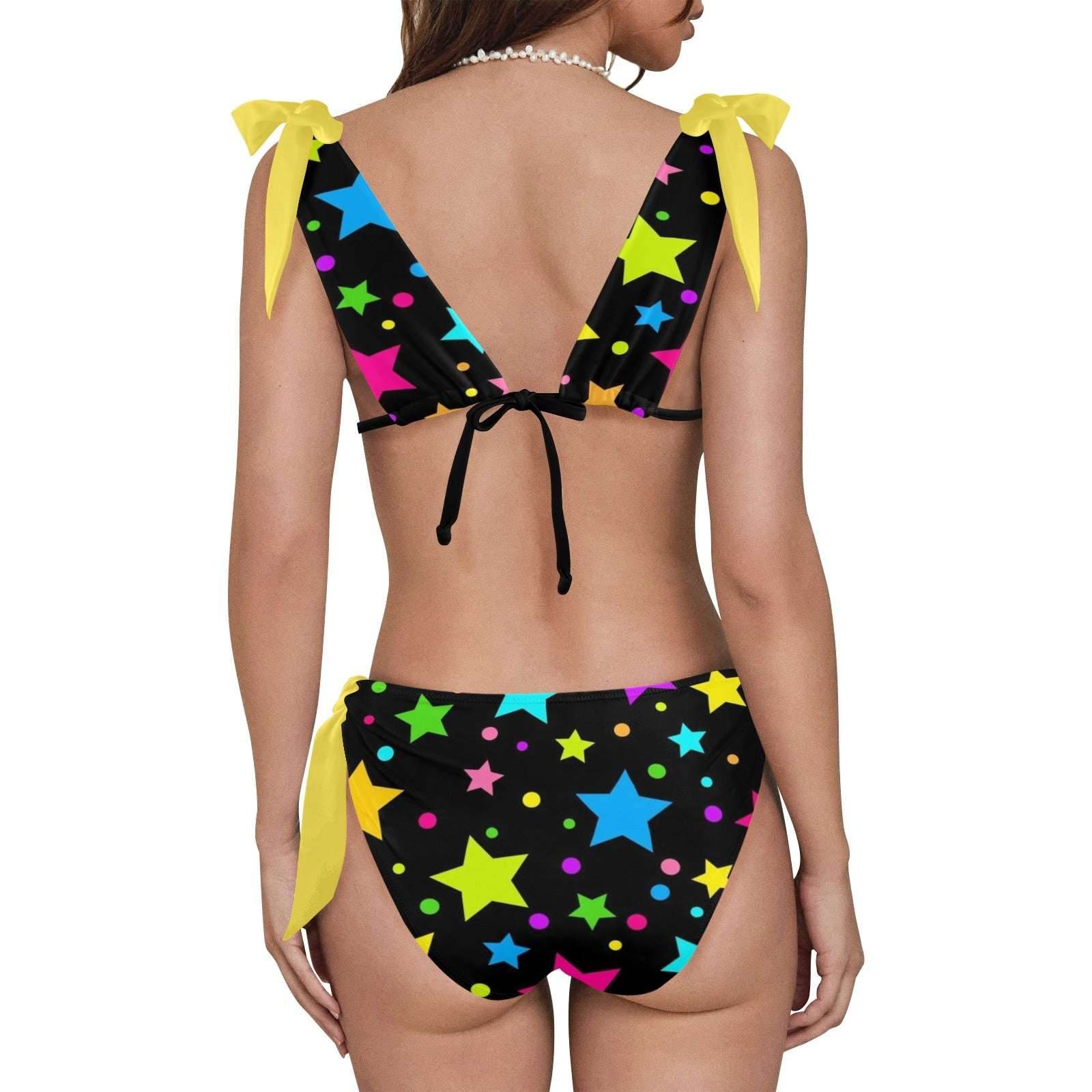Neon Stars Ruffle Bikini - Puppy's Aesthetics