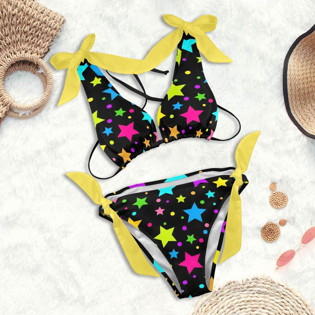 Neon Stars Ruffle Bikini - Puppy's Aesthetics