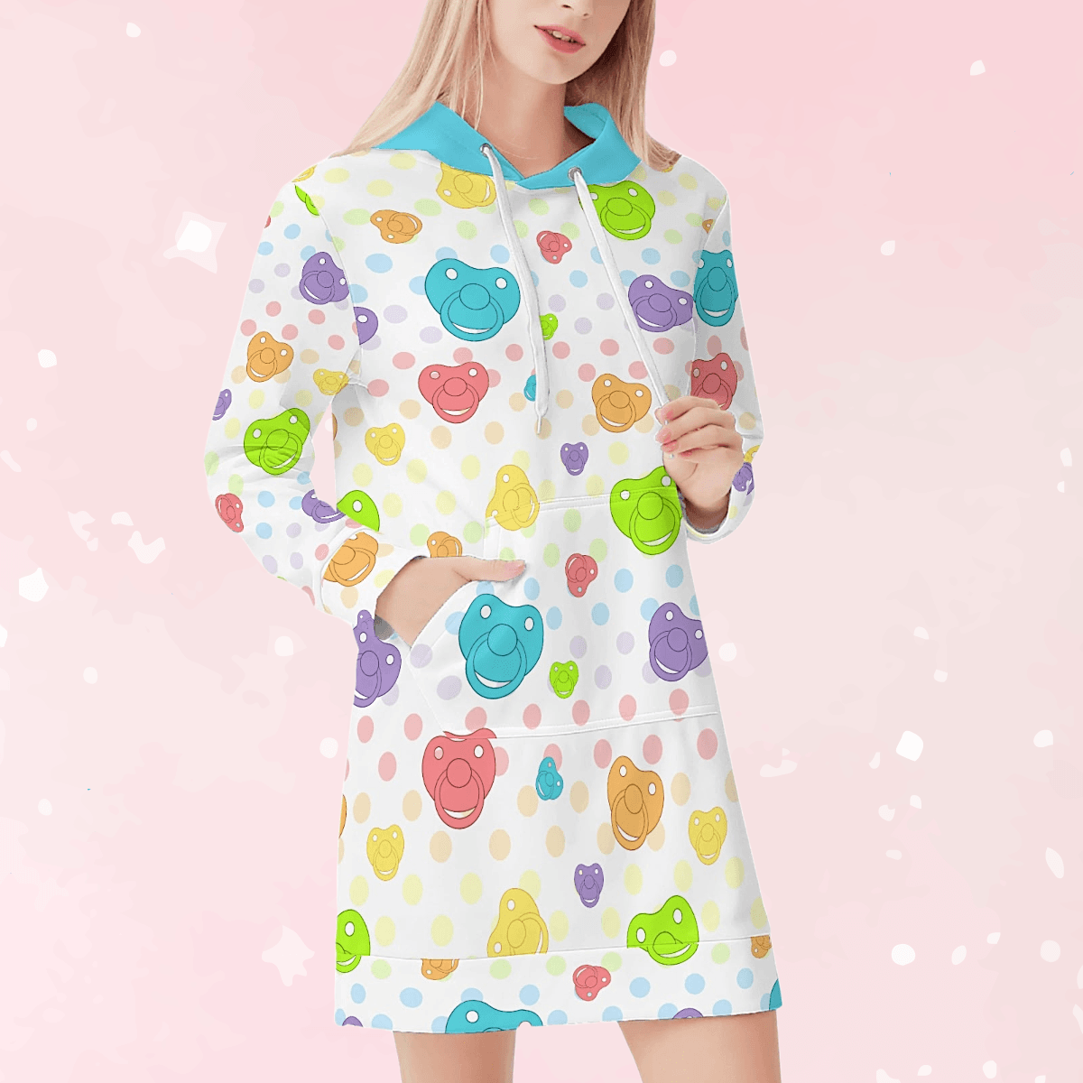 Paci Parade Pullover Hoodie Dress - Puppy's Aesthetics