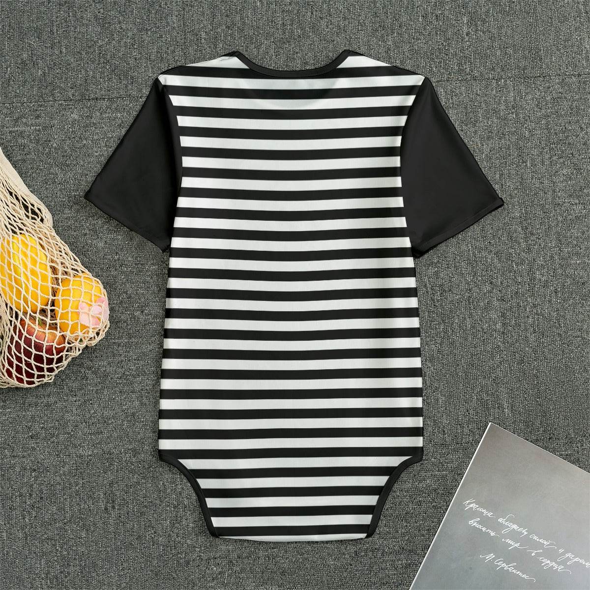 Black & White Stripes Adult Unisex SnappieSuit - Puppy's Aesthetics