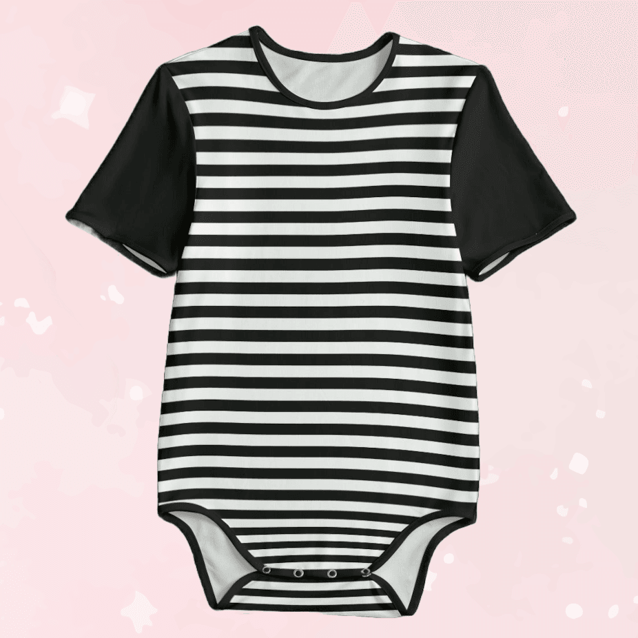 Black & White Stripes Adult Unisex SnappieSuit - Puppy's Aesthetics