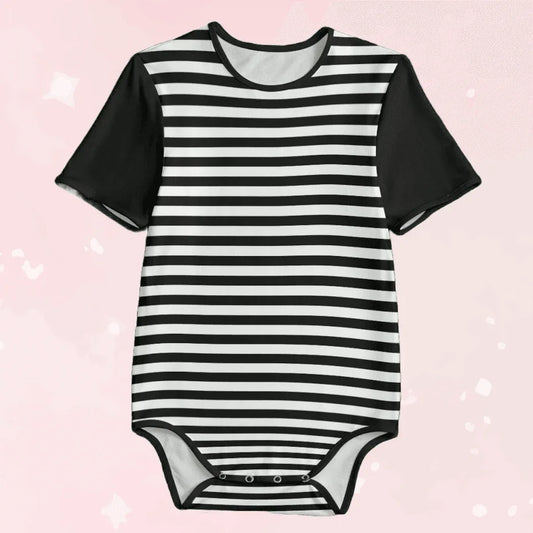 Black & White Stripes Adult Unisex CuddleSuit - Puppy's Aesthetics