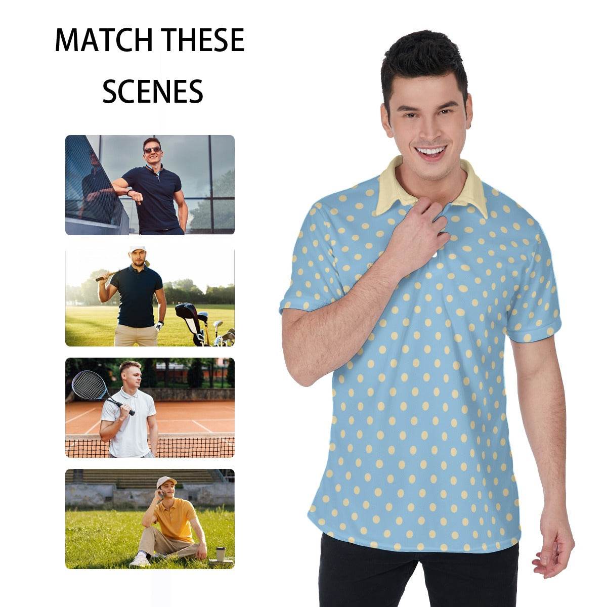Blue Polka Dot Polo Shirt - Puppy's Aesthetics