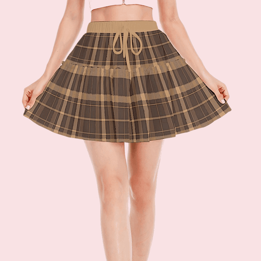 Brown Plaid Ruffled Mini Skirt - Puppy's Aesthetics