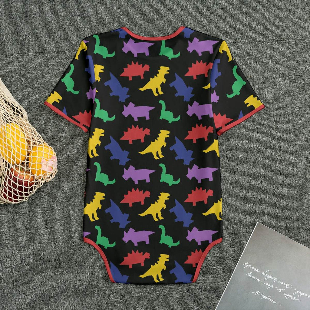 Colorful Lil Dinos Black Adult Unisex SnappieSuit - Puppy's Aesthetics