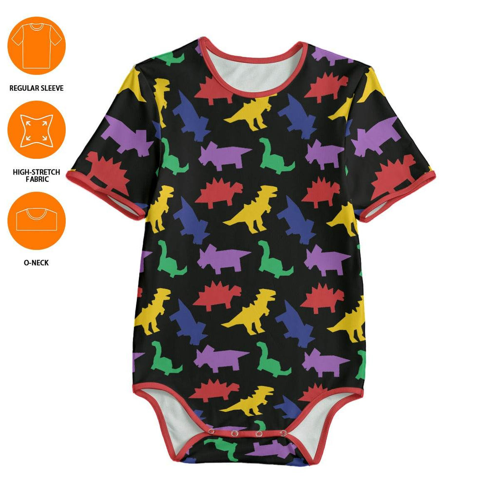 Colorful Lil Dinos Black Adult Unisex SnappieSuit - Puppy's Aesthetics