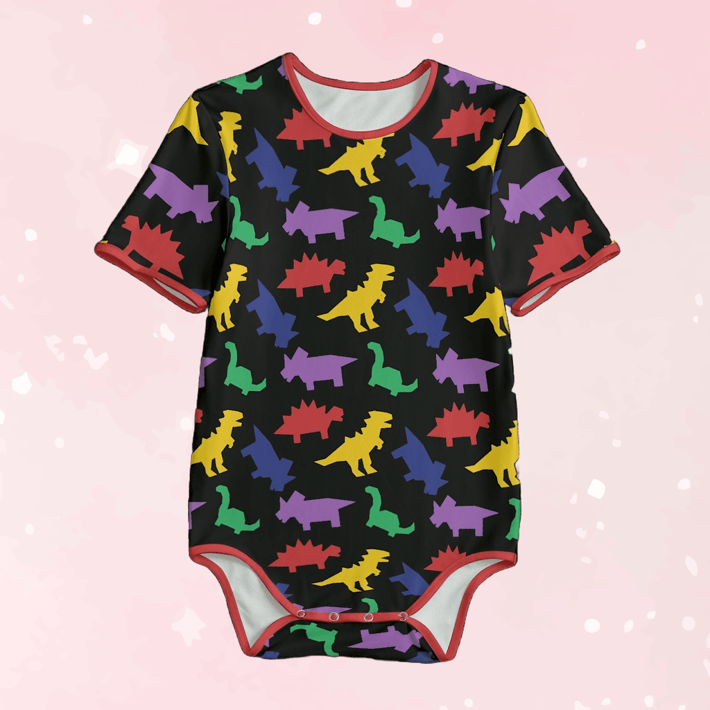 Colorful Lil Dinos Black Adult Unisex SnappieSuit - Puppy's Aesthetics