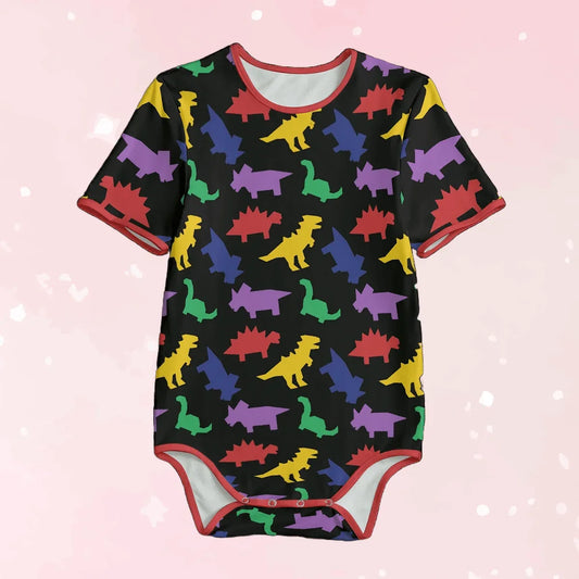 Colorful Lil Dinos Black Adult Unisex CuddleSuit - Puppy's Aesthetics