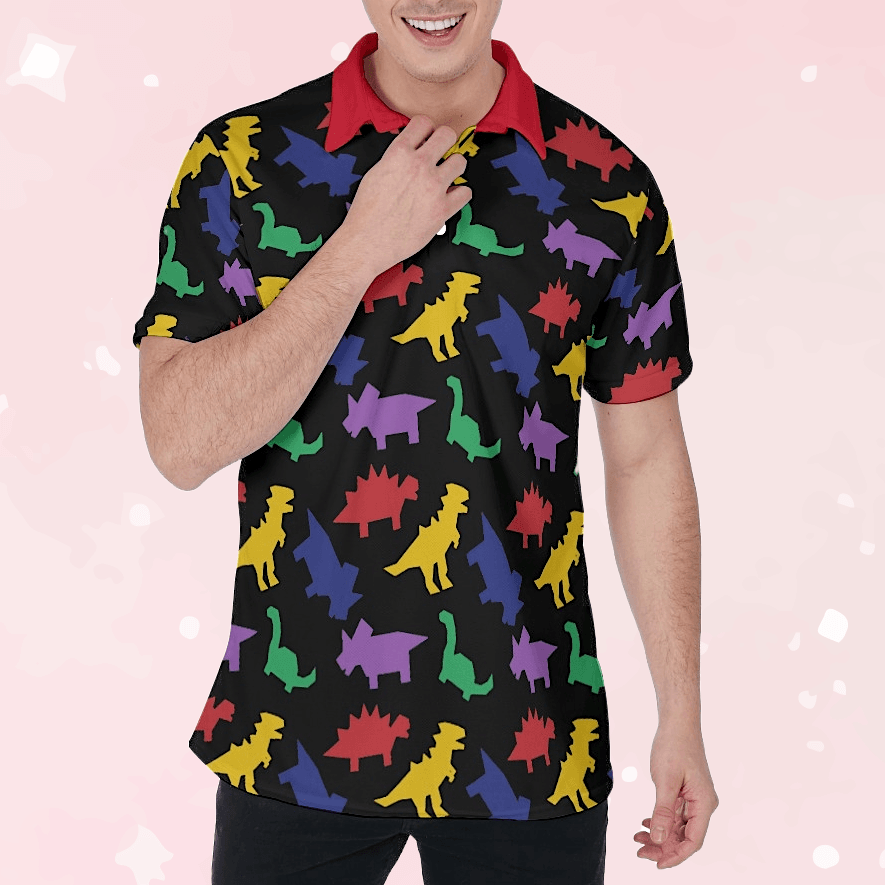 Colorful Lil Dinos Polo Shirt - Puppy's Aesthetics