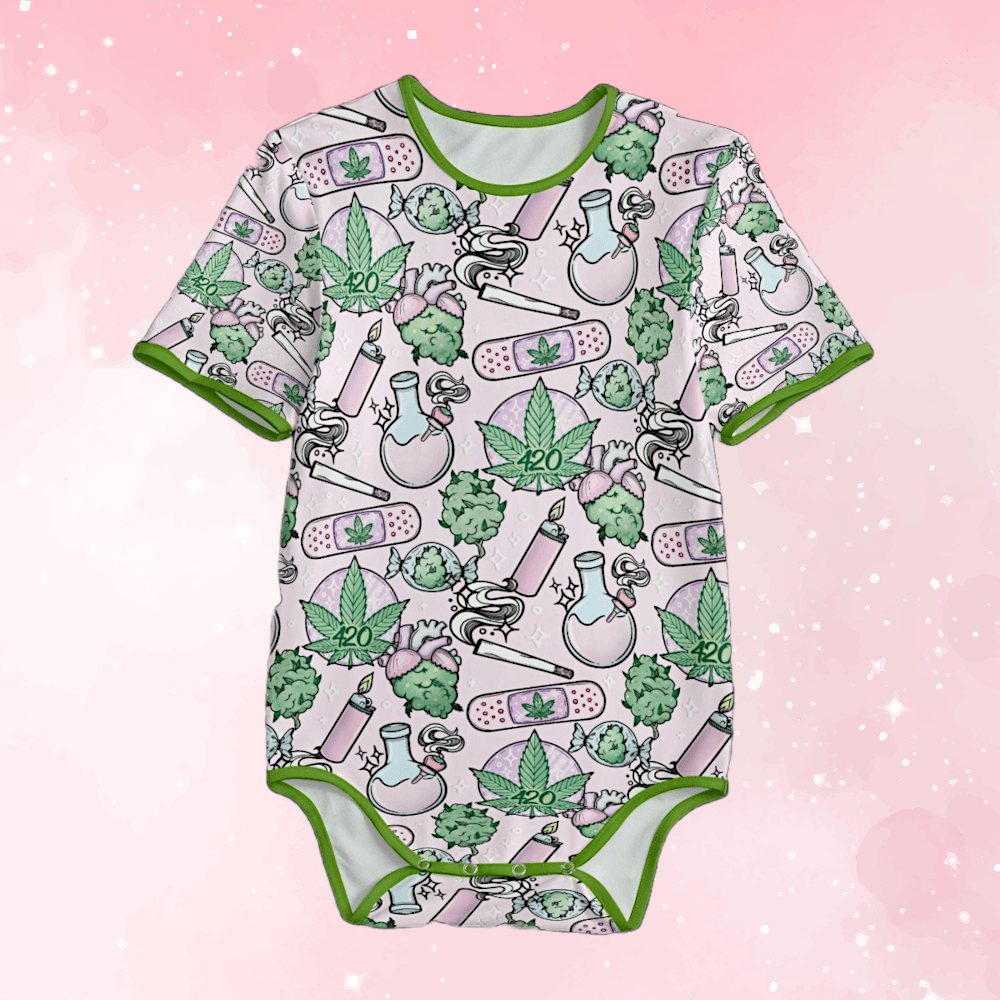 Cute Cannabis Pink Adult SnappieSuit - Puppy's Aesthetics