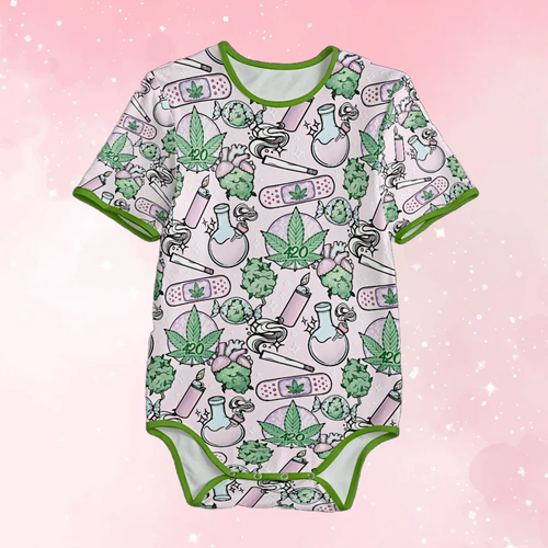 Cute Cannabis Pink Adult CuddleSuit - Puppy's Aesthetics