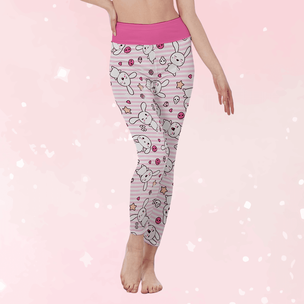 Hop 'n' Stripe High Waist Leggings - Puppy's Aesthetics