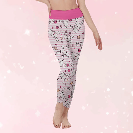 Hop 'n' Stripe High Waist Leggings - Puppy's Aesthetics