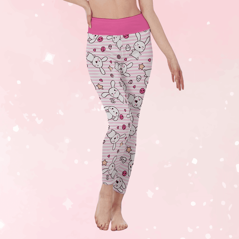 Hop 'n' Stripe High Waist Leggings - Puppy's Aesthetics