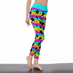 Neon Stripes & Stars High Waist Leggings - Puppy's Aesthetics
