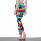 Neon Stripes & Stars High Waist Leggings - Puppy's Aesthetics