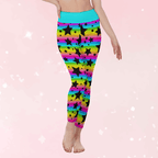 Neon Stripes & Stars High Waist Leggings - Puppy's Aesthetics