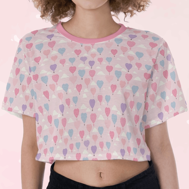 Pastel Balloons Crop Top - Puppy's Aesthetics