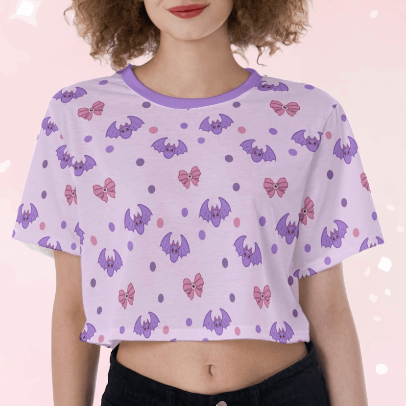 Pastel Spoopy Bats Crop Top - Puppy's Aesthetics